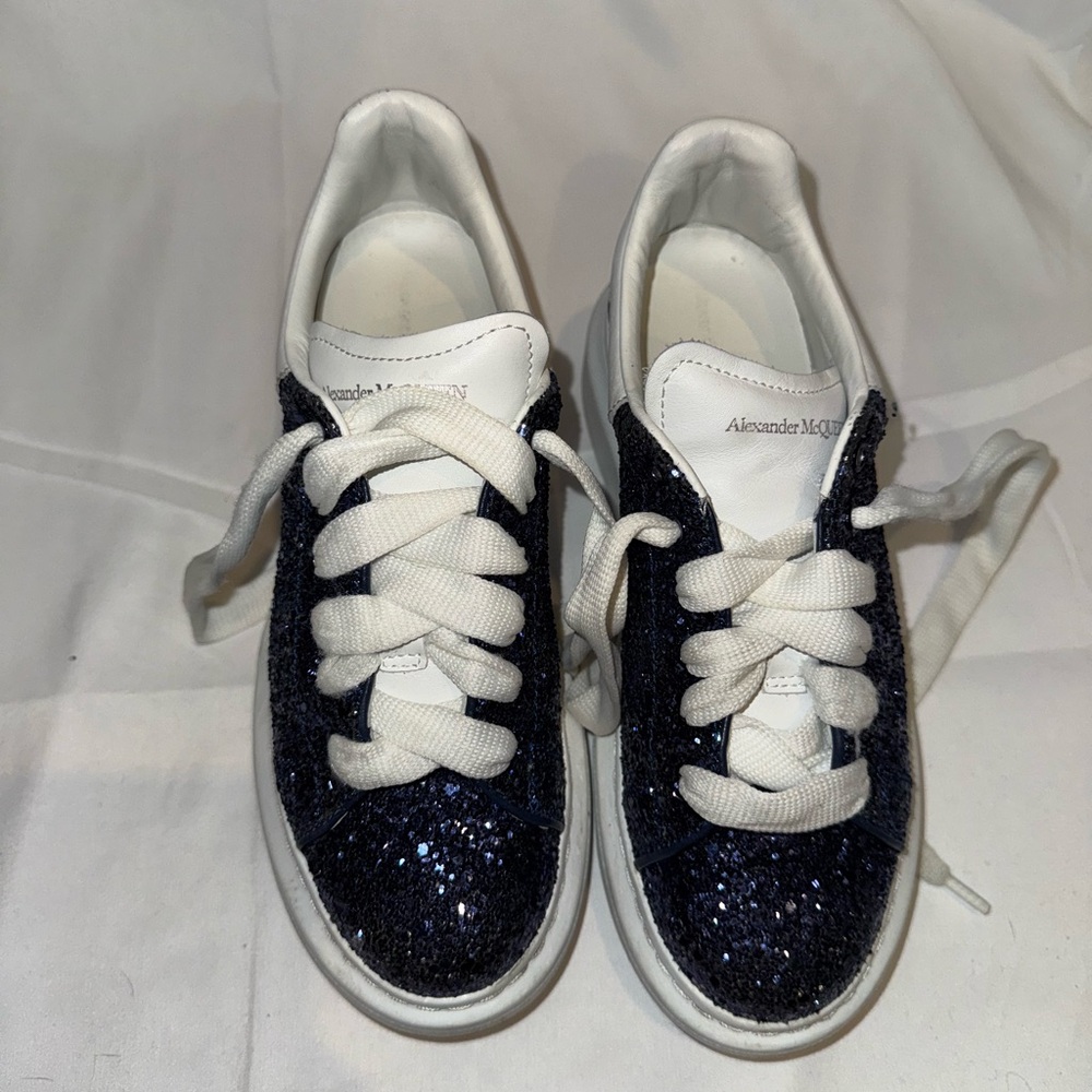 Alexander McQueen Kids Glitter Sneakers - Black and White